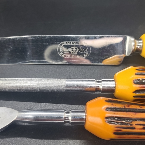 Crown Crest Stainless Steel Sheffield England 3 Piece Craving Set. - Picture 3 of 8